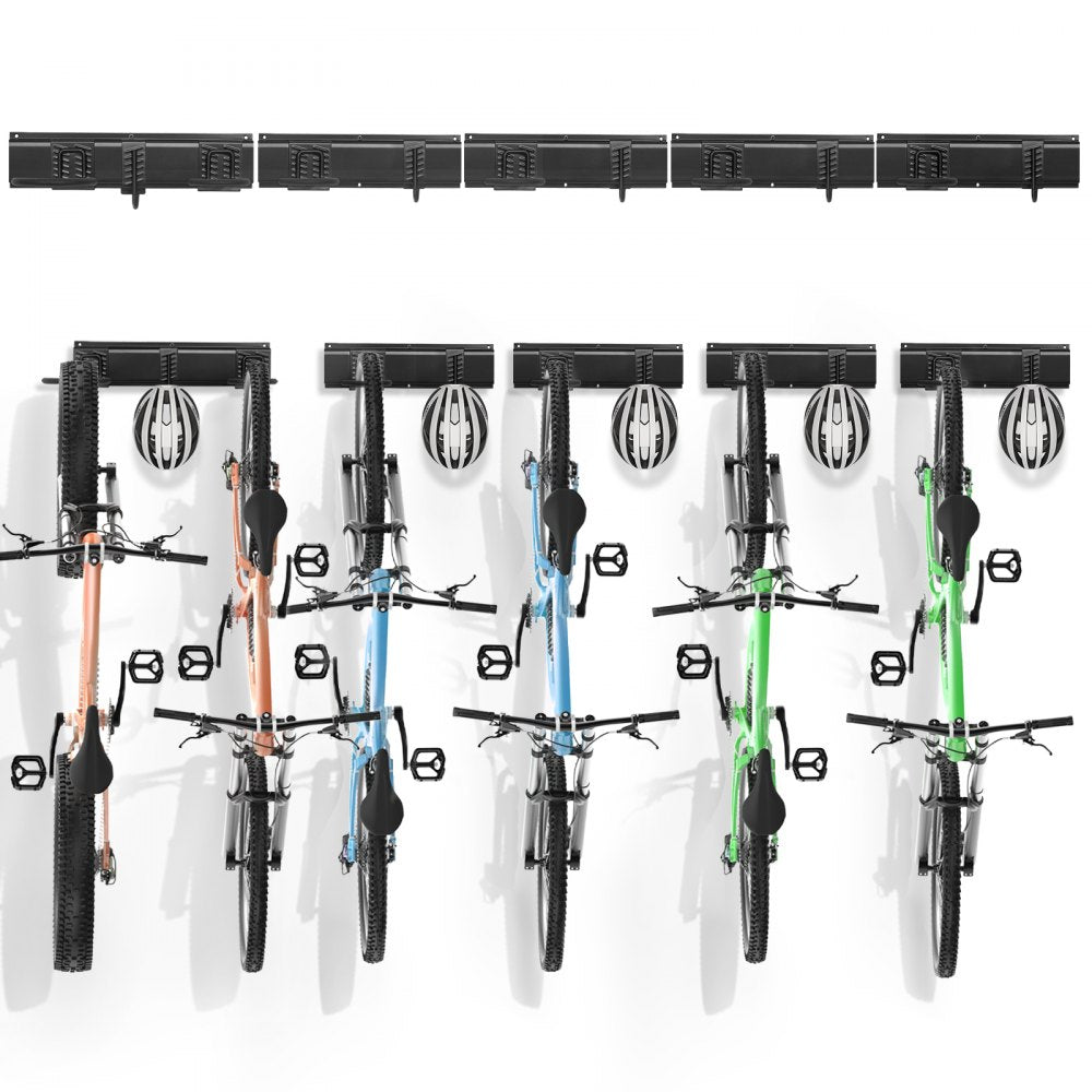 JC24-ZXCZJ009 - Heavy-Duty 85" Wall-Mounted Bike Rack for 6 Bikes