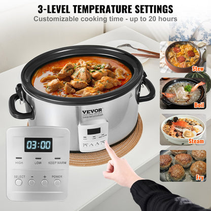 BSC-A601 - 6QT VEVOR Electric Slow Cooker with 20-Hour Timer