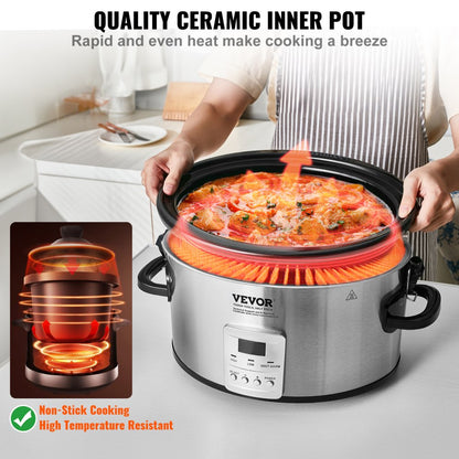 BSC-A701 - 7QT VEVOR Slow Cooker with Digital Timer & Locking Lid