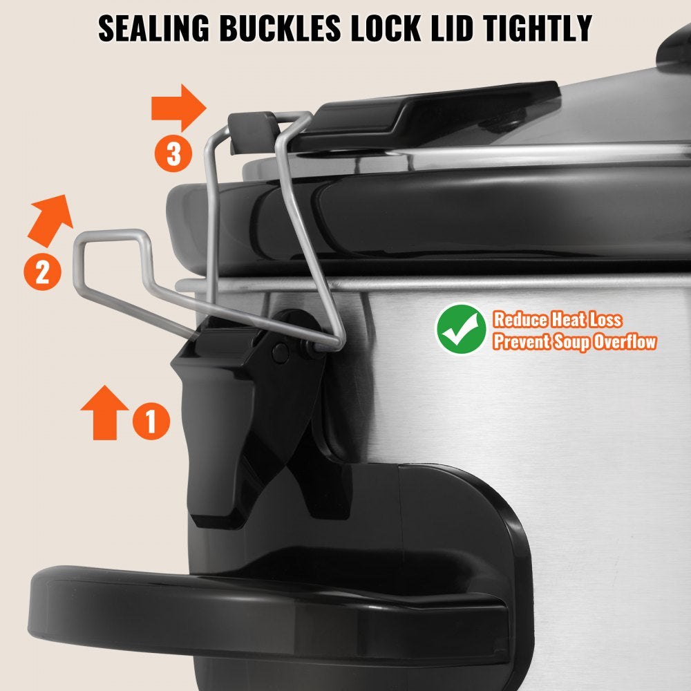 BSC-A701 - 7QT VEVOR Slow Cooker with Digital Timer & Locking Lid