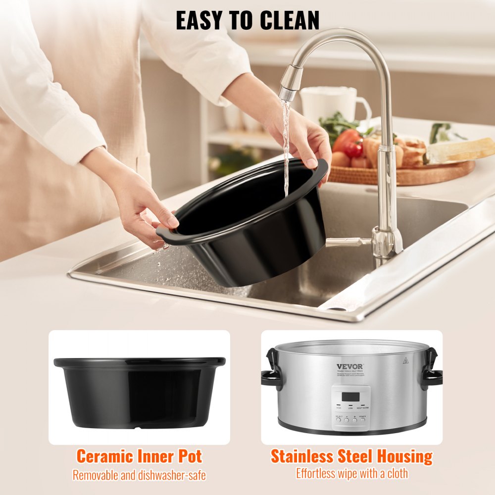 BSC-A701 - 7QT VEVOR Slow Cooker with Digital Timer & Locking Lid