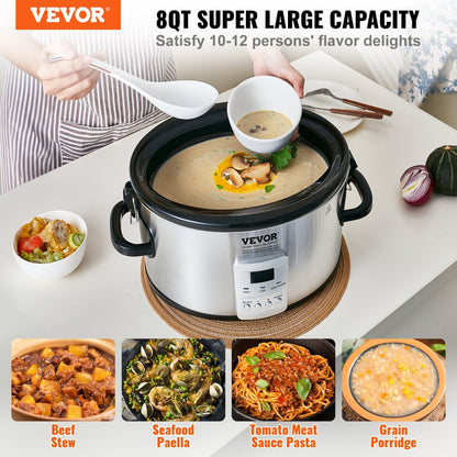 BSC-A801 - 8QT VEVOR Slow Cooker with Digital Display & Locking Lid