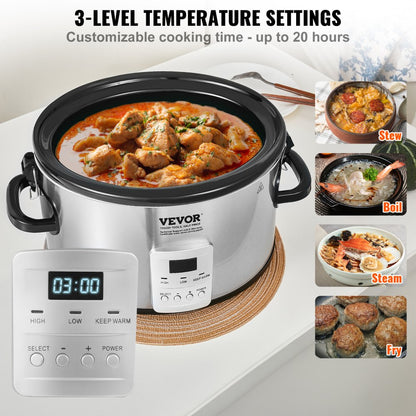 BSC-A801 - 8QT VEVOR Slow Cooker with Digital Display & Locking Lid