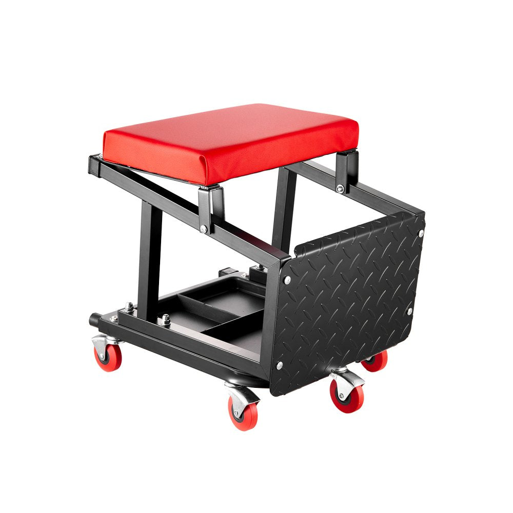 XF8W218 - Heavy-Duty Rolling Mechanic Seat with Tool Tray and 300 lbs Capacity