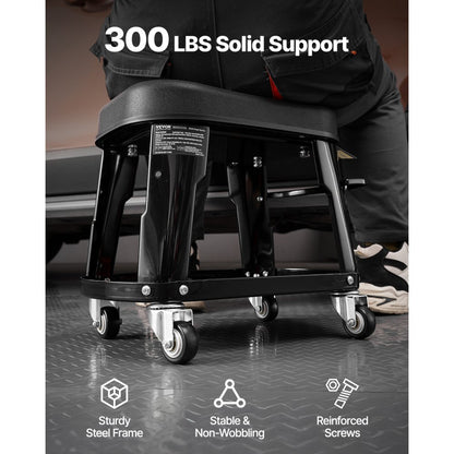 XF8309 - Heavy-Duty Rolling Mechanic Stool with Tool Tray & 300 lbs Capacity