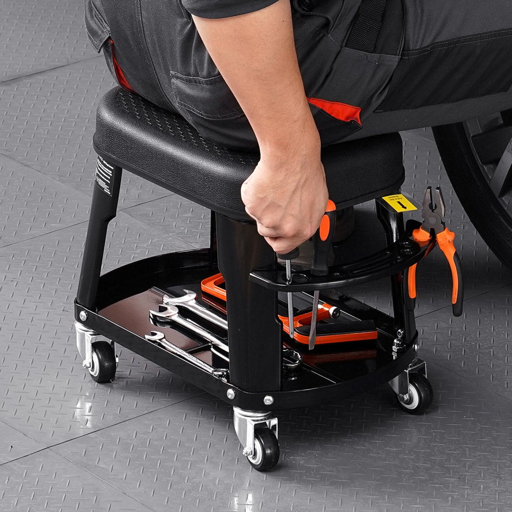 XF8309 - Heavy-Duty Rolling Mechanic Stool with Tool Tray & 300 lbs Capacity