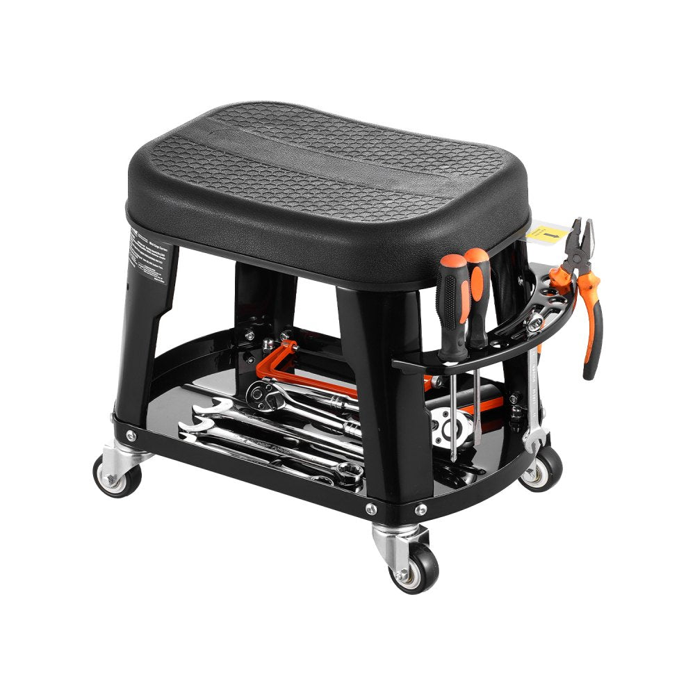 XF8309 - Heavy-Duty Rolling Mechanic Stool with Tool Tray & 300 lbs Capacity