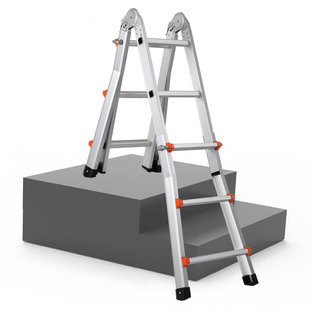 KMP403C - 9.5 FT Versatile Aluminum A-Frame Ladder with Non-Slip Feet