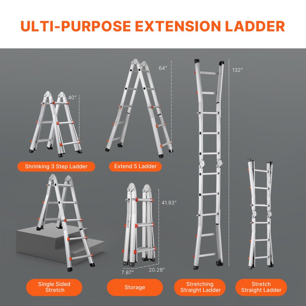 KMP403D - 11FT Multi-Function A-Frame Ladder with Stability Features