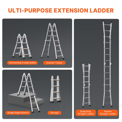KMP404C - 13 FT Multi-Function A-Frame Ladder with Stability Features