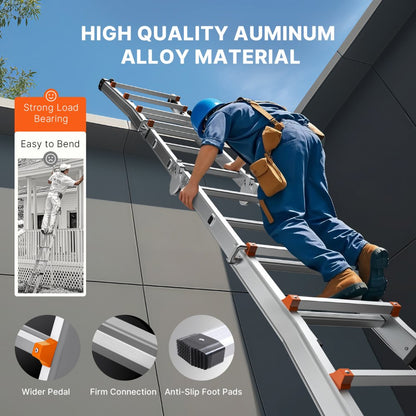 KMP404D - 15.5FT Multi-Function A-Frame Aluminum Ladder, No Assembly Needed