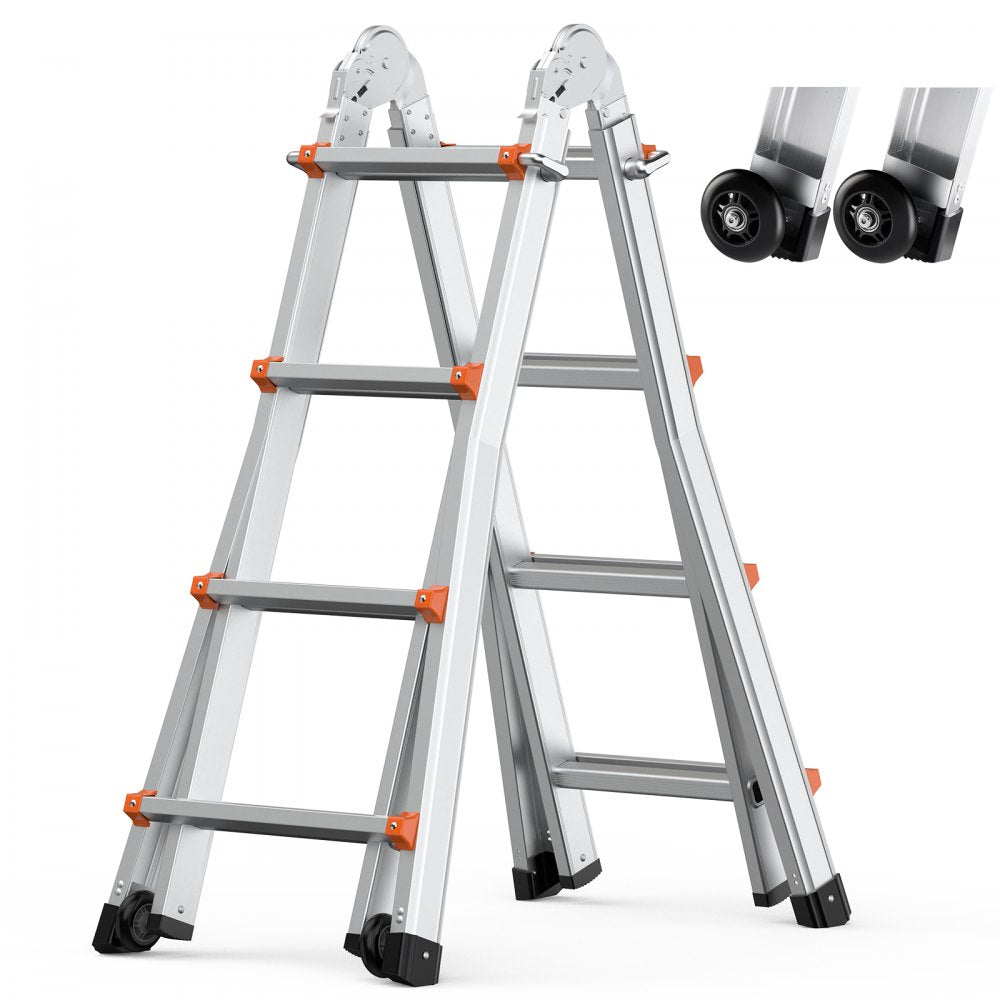 KMP404D - 15.5FT Multi-Function A-Frame Aluminum Ladder, No Assembly Needed