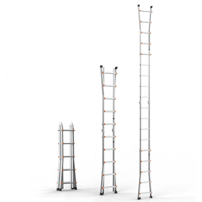 KMP405C - 17FT Durable A-Frame Telescoping Ladder with Non-Slip Caps