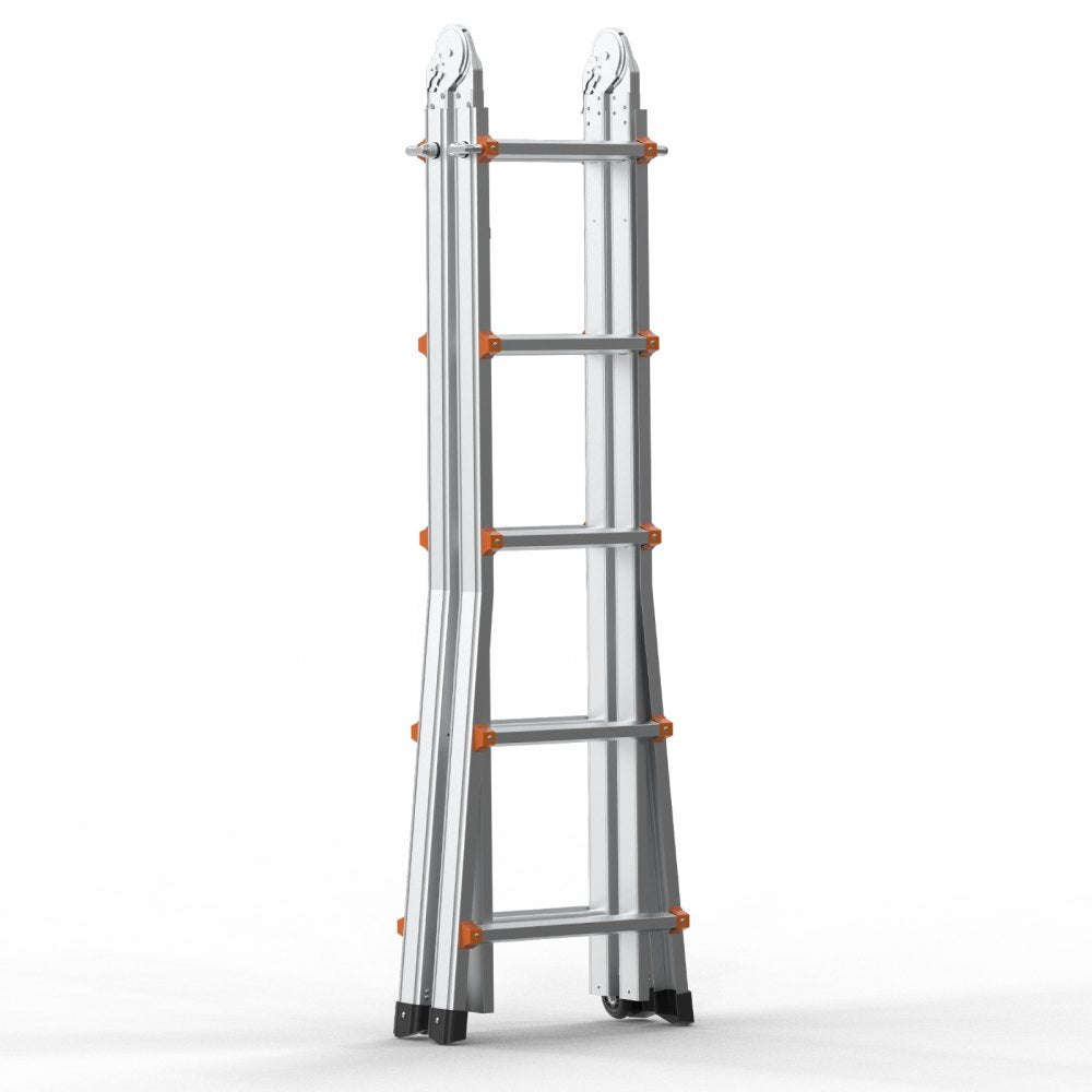 KMP405C - 17FT Durable A-Frame Telescoping Ladder with Non-Slip Caps