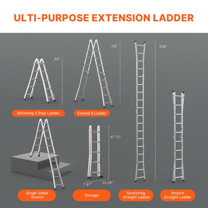KMP405D - 20FT Versatile A-Frame Ladder with Non-Slip Stability