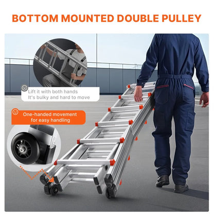 KMP406C - 20.5FT Aluminum A-Frame Ladder with Multi-Angle Design