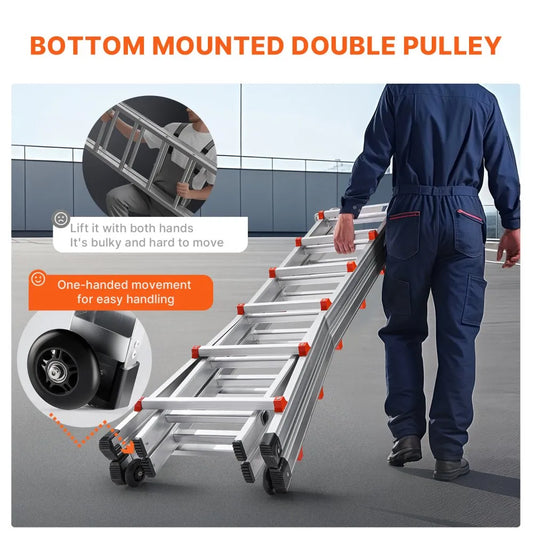 KMP406C - 20.5FT Aluminum A-Frame Ladder with Multi-Angle Design