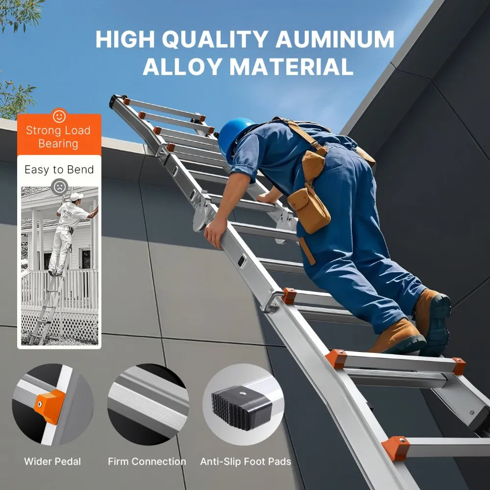 KMP406C - 20.5FT Aluminum A-Frame Ladder with Multi-Angle Design