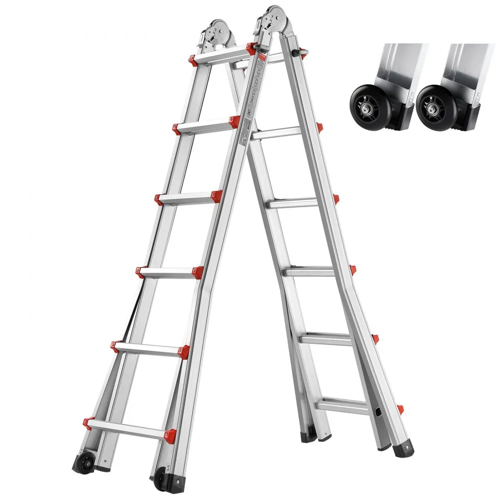 KMP406C - 20.5FT Aluminum A-Frame Ladder with Multi-Angle Design
