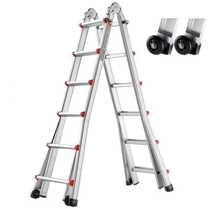 KMP406C - 20.5FT Aluminum A-Frame Ladder with Multi-Angle Design