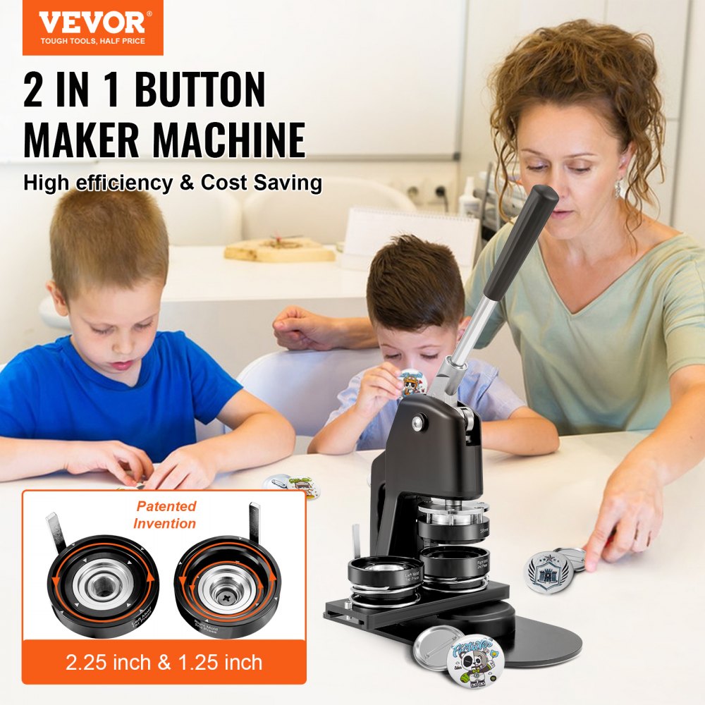 BJS-32/58-BK-001 - VEVOR 1.25"/2.25" Button Maker for Custom Badges