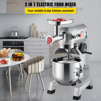 B20-BJ - 20Qt Stainless Steel Stand Mixer with Meat Grinder & 3 Speeds