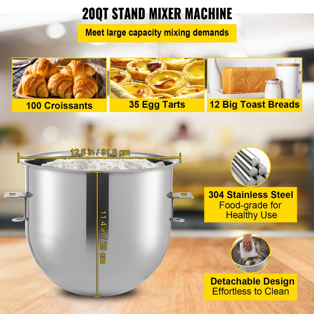 B20-BJ - 20Qt Stainless Steel Stand Mixer with Meat Grinder & 3 Speeds