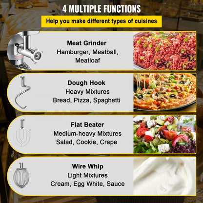 B20-BJ - 20Qt Stainless Steel Stand Mixer with Meat Grinder & 3 Speeds