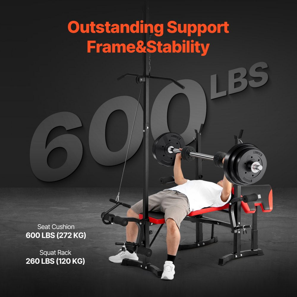 YFBH-64D - Adjustable Weight Bench with Squat Rack & Pull-Up Handles