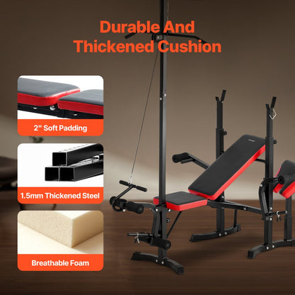 YFBH-64D - Adjustable Weight Bench with Squat Rack & Pull-Up Handles