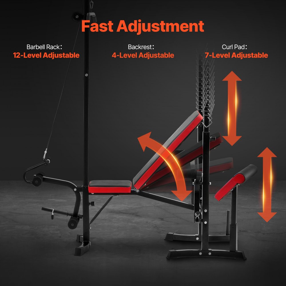 YFBH-64D - Adjustable Weight Bench with Squat Rack & Pull-Up Handles