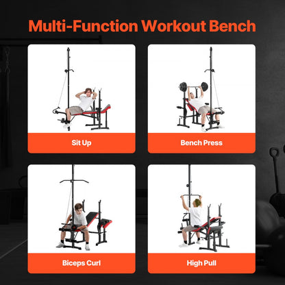 YFBH-64D - Adjustable Weight Bench with Squat Rack & Pull-Up Handles