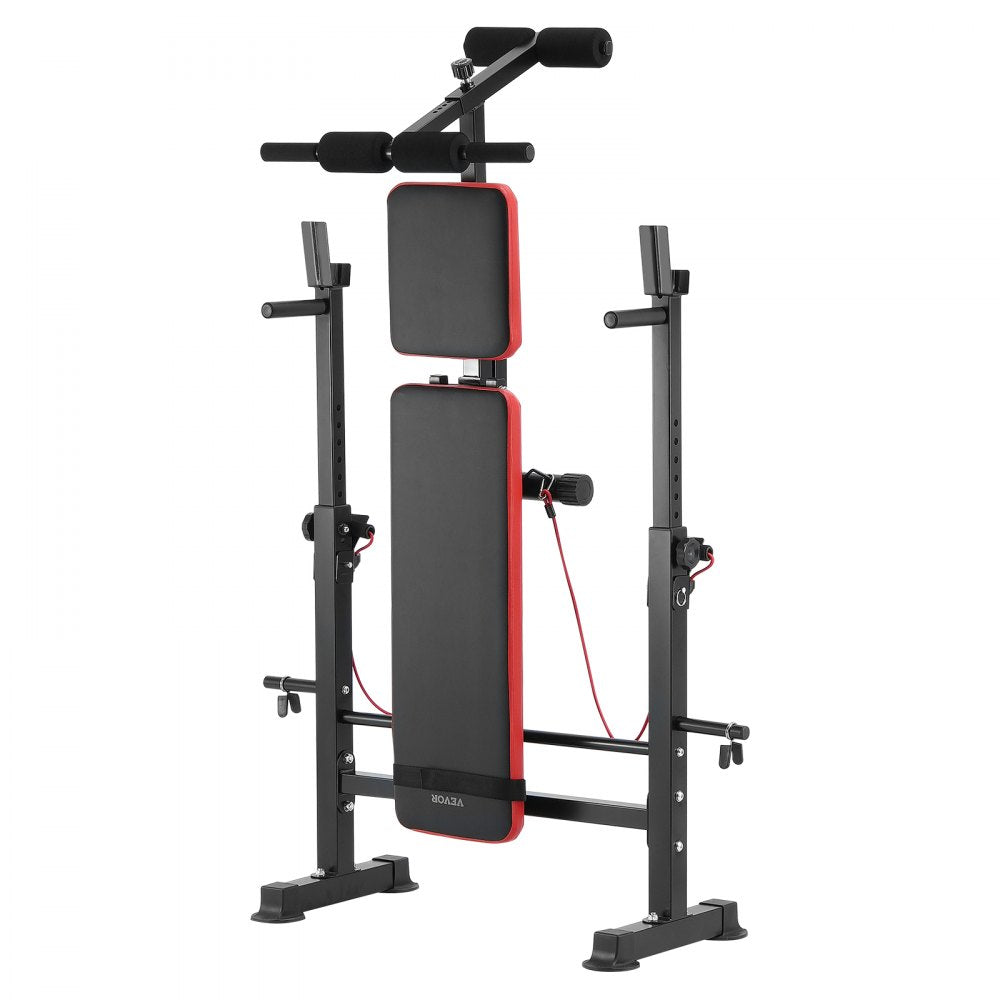 SJ7805 - Heavy-Duty Weight Bench with Squat Rack & Adjustable Backrest