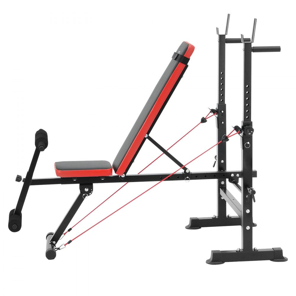 SJ7805 - Heavy-Duty Weight Bench with Squat Rack & Adjustable Backrest