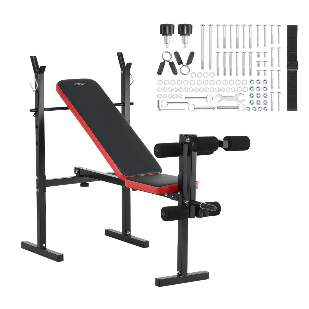 SJ7805 - Heavy-Duty Weight Bench with Squat Rack & Adjustable Backrest