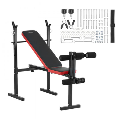 SJ7805 - Heavy-Duty Weight Bench with Squat Rack & Adjustable Backrest