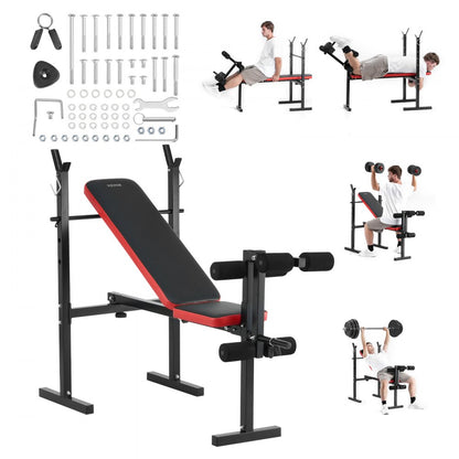 SJ7821 - Adjustable Weight Bench with Squat Rack, Supports 380 lbs