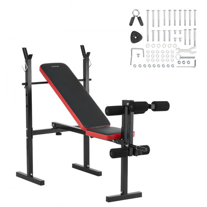 SJ7821 - Adjustable Weight Bench with Squat Rack, Supports 380 lbs