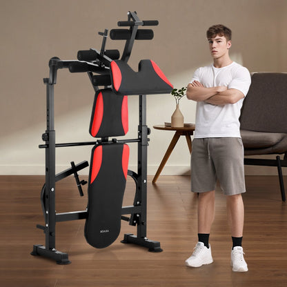 SJ7810 - Foldable Weight Bench with Squat Rack & 660 lbs Capacity