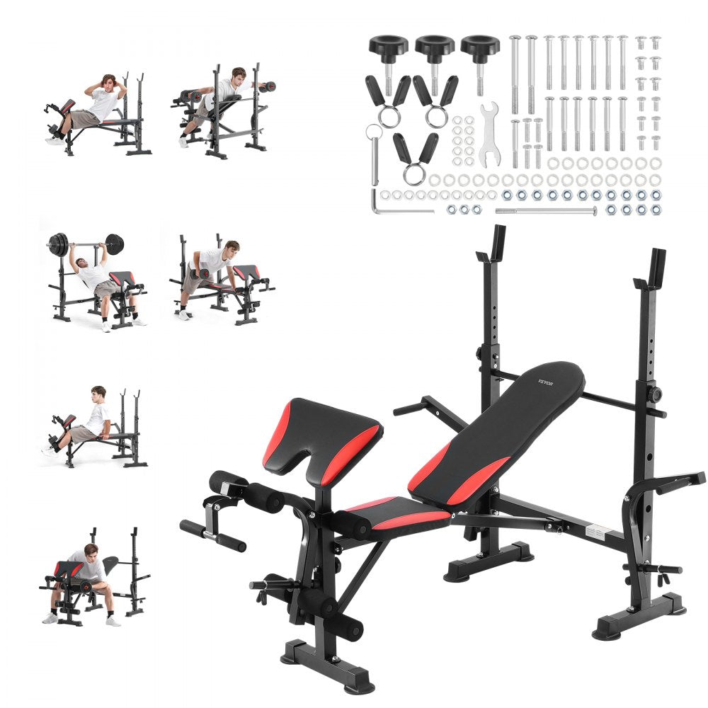 SJ7810 - Foldable Weight Bench with Squat Rack & 660 lbs Capacity