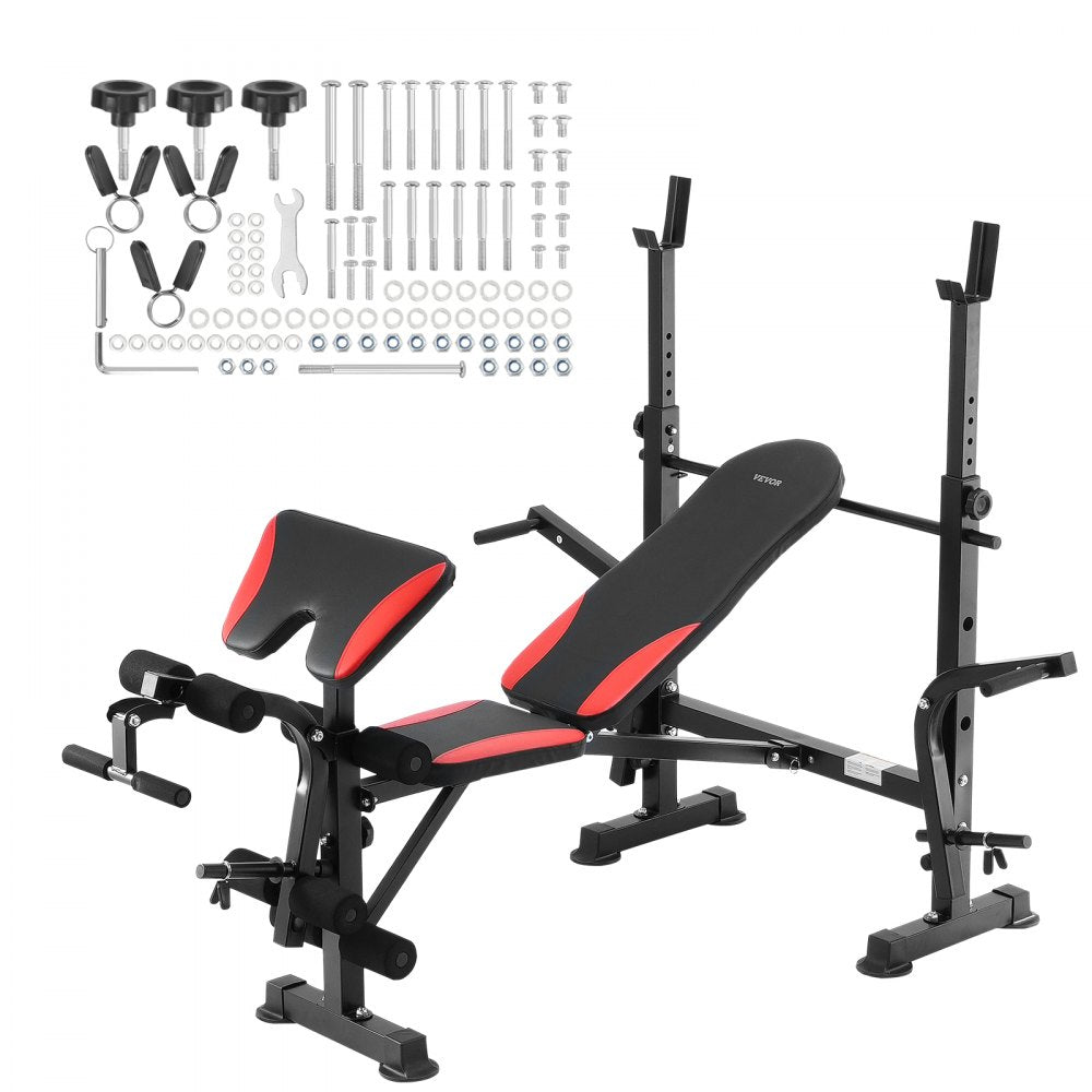 SJ7810 - Foldable Weight Bench with Squat Rack & 660 lbs Capacity