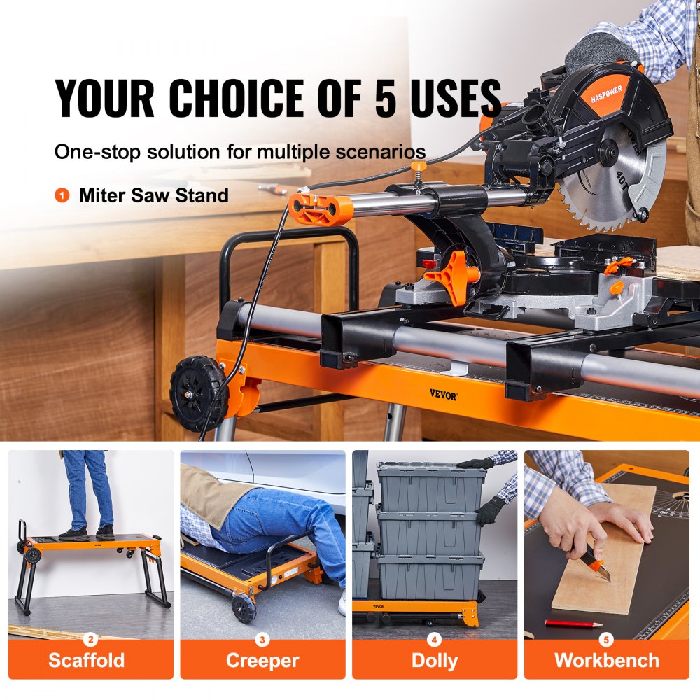 010920821563 - 5-in-1 Miter Saw Stand Supports Up to 330lbs