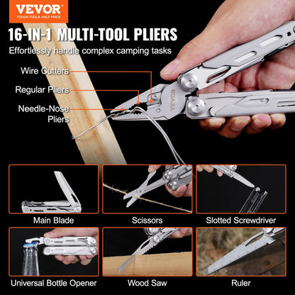 GHK6B - Durable 16-in-1 Stainless Steel Multitool Pliers for Outdoors