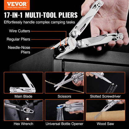 GHK11 - Durable 440A Stainless Steel 17-in-1 Multitool Pliers