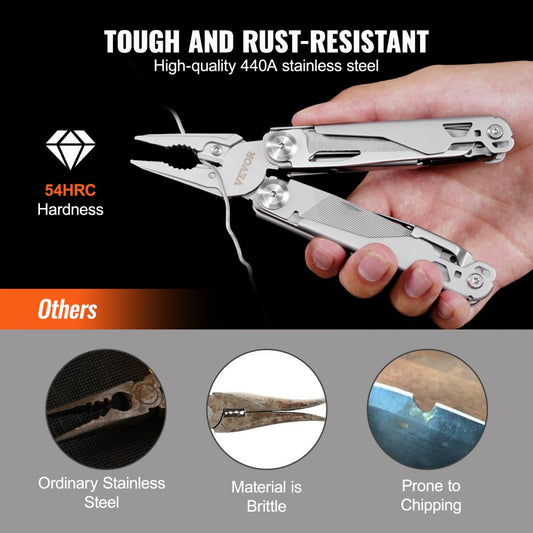 GHK11 - Durable 440A Stainless Steel 17-in-1 Multitool Pliers