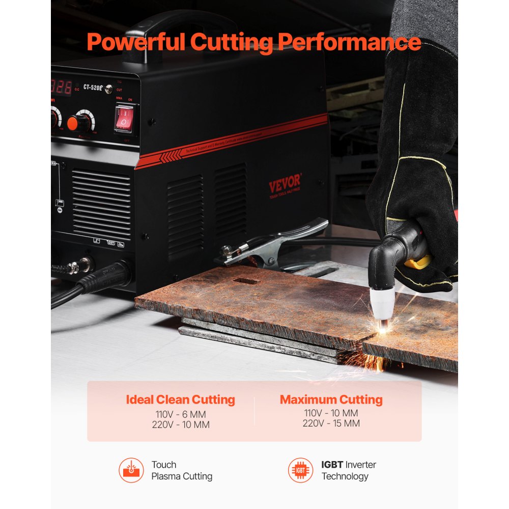 CT-520E - 3-in-1 Plasma Cutter Welder, 50A Cutting, Dual Voltage