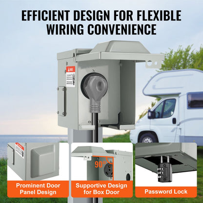 RV-30A - Durable Weatherproof 30 Amp RV Power Outlet Box with Lockable Panel