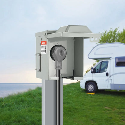 RV-30A - Durable Weatherproof 30 Amp RV Power Outlet Box with Lockable Panel