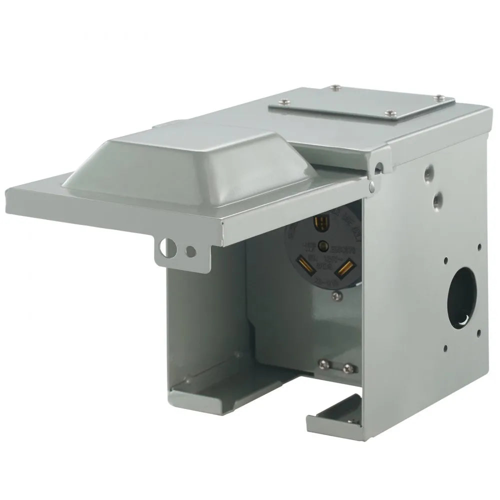 RV-30A - Durable Weatherproof 30 Amp RV Power Outlet Box with Lockable Panel