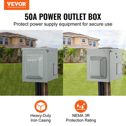 RV-50A - Durable 50 Amp RV Power Outlet Box with Lockable Enclosure